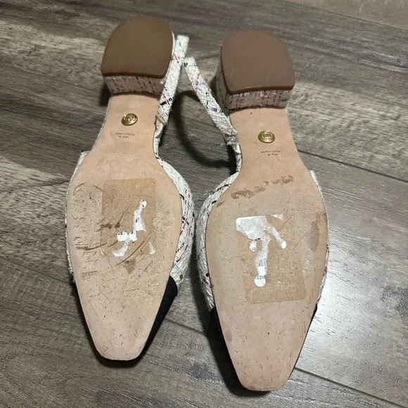 Veronica Beard Cecile Half d'Orsay Slingback Pump Multi White Tweed 9.5 - Picture 3 of 5